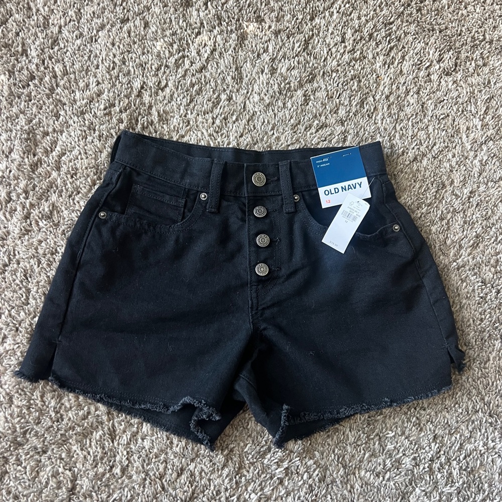 Girls Old Navy Black Jean Shorts High-Waisted Cutoff